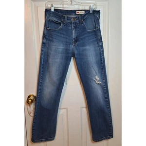 Wrangler Medium Acid Wash Distressed Mid Rise Slim Straight Leg Jeans Size 30x28 - Picture 1 of 15