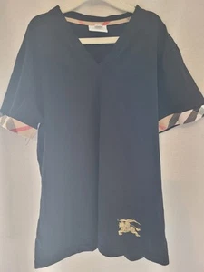 Burberry Kids Black Unisex V-neck Cotton Short Sleeve Tshirt Medium Kids - Picture 1 of 4