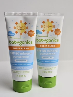 Солнцезащитный крем Babyganics прозрачная смесь SPF 50 без запаха 3 унции каждая упаковка из 2 - Изображение 1 из 3