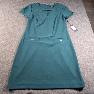 Tommy Hilfiger Dress Womens 6 Teal Keyhole Sheath Short Sleeve MSRP $99 - Picture 1 of 9