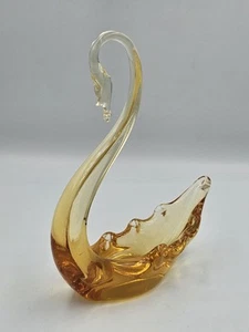 Figura de vidrio Whitefriars Swan ámbar dorado 6" ENVÍO GRATUITO - Imagen 1 de 7