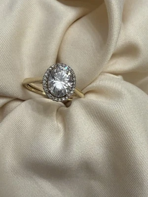 ANILLO DE COMPROMISO SOLITARIO MOISSANITA 10KT ORO AMARILLO MACIZO 1,50 QUILATES TALLA 6 Foto 1 de 4