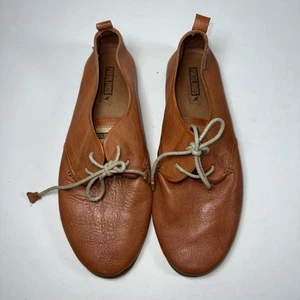 Pikolinos Calabria Minimalist Lace Oxfords Brown Leather Flexible Flats EU 41 - Picture 1 of 9