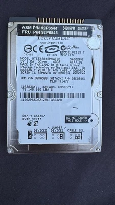 Hitachi Travelstar 40GB 2.5” IDE / ATA Hard Drive HTS548040M9AT00 – Tested, Used - Image 1 of 3