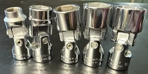 NOS 5pc WRIGHT TOOL 3/8” UNIVERSAL SWIVEL WOBBLY SOCKET SET SAE 6pt 3/8” - 3/4” - Picture 1 of 24