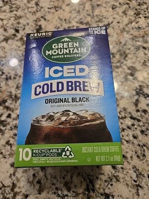 Coffee Green Mountain Original Black Iced Cold Brew, K Cups Keurig 10 ct 2,1 oz Foto 1 de 4