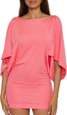 NUEVO CON ETIQUETAS Trina Turk Casablanca Túnica Playa Cubrir Talla L Protección UV Coral Rosa Foto 1 de 4