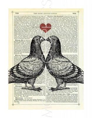 Pigeons in Love, Marion McConaghie, Wall Decor Art Print Poster 14" x 11"   2650 - Image 1 of 3