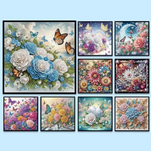 5D DIY Partial Special Shaped Drill Diamond Painting Kit Flower Decor30x30cm - Afbeelding 1 van 39