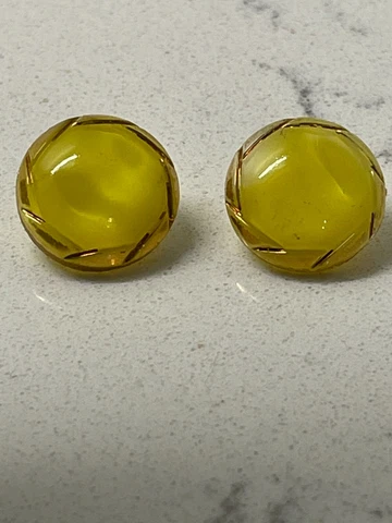 Antique Cats Eye with Gold Glass Buttons set of 2 13mm Cover