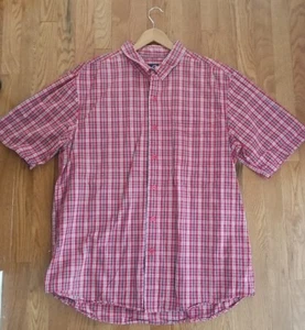 BullHead Shirt Men's XL Red Blue Check Plaid Button Up Short Sleeve Casual Shirt - Picture 1 of 9