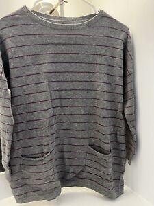 Garnet Hill Kids gray and purple stripe Sweater XL