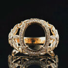 Oval Schliff 12x10 mm natürlicher Diamant Vintage Ring Einstellung nur massiv 14K Gelbgold