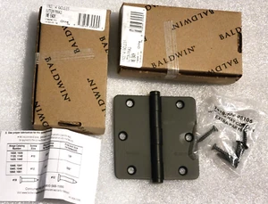 TWO Baldwin 3.5" x 3.5" 1/4" Radius Corner Bearing Mortise Hinges 1435.190.I - Picture 1 of 3