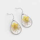 Women Resin Dried Flower Pendant Earring Floral Ear Hook Dangle Jewelry Earrings