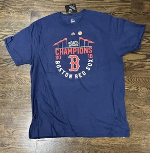 Majestic 2018 Team Roster Red Sox World Champ Shirt Blue Mens XL Shirt NWT MLB - Picture 1 of 7
