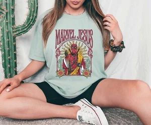 Marvel Jesus T-Shirt, Sarcastic Marvel Avengers And Jesus Shirt, Religious Tee - Picture 1 of 10