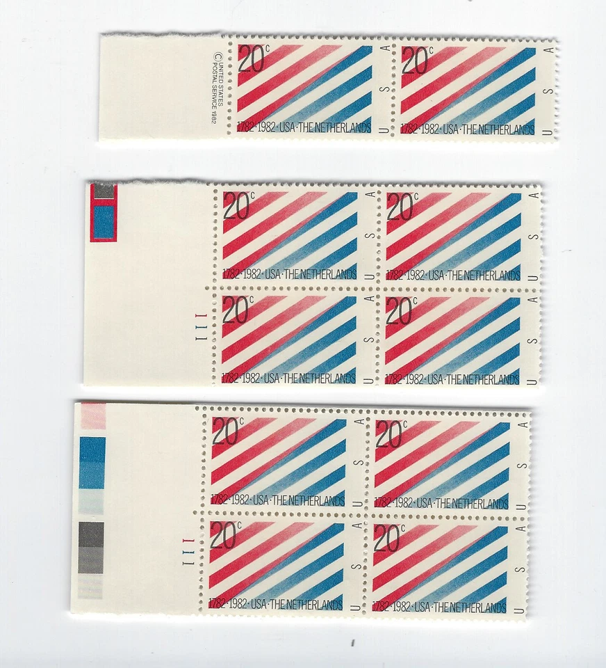 USA SC # 2003 USA/NETHERLANDS 2 Plate Blocks of 4 & Pair FREE USA SHIPPING - Image 1 of 1