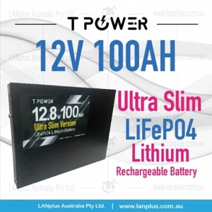12v 100Ah Ultra Slim Lithium Battery LiFePO4 Iron Phosphate Deep Cycle - Picture 1 of 7