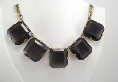 J. Crew ожерелье с более чем 1» квадратный дымчатый граненый кристалл драгоценных камней новый с Ярлыками бронзового тона - Изображение 1 из 4