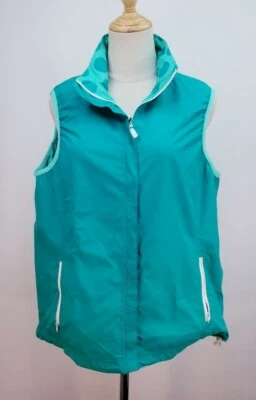 ABACUS Glade Reversible Full Zip Golf Vest, Womens Sz L, Green, Dots, Windproof - Image 1 of 4