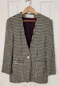 Vintage Evan Picone Blazer Womens Size 8 Black Yellow  USA  - Picture 1 of 12