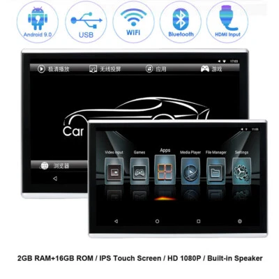 11.6"Android 9.0 1080P Car Headrest Monitor Screen WIFI Bluetooth USB HDMI FM TF - Image 1 of 4