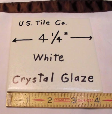 1 pc.  *Blanco* Azulejo Cerámico 4-1/4" Cristal Esmaltado, Hecho en EE. UU., Nuevo Antiguo Stock Foto 1 de 4