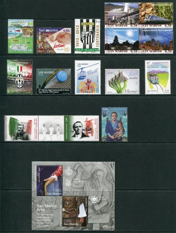 San Marino 2012 MNH Year Set - Scott 1858-1875 39 Stamps including 6 Sheets Cover