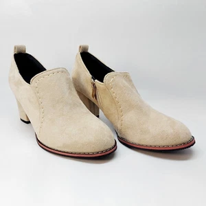 Tan Suede Zip Up Womens Ankle Boots Size UK 7 - Picture 1 of 10