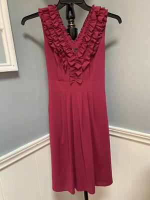 Vestido Spenser Jeremy Borgoña Volantes Cuello Plisados Sin Mangas Bolsillos Para Mujer’s 8 Foto 1 de 4