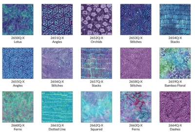 Tela Monet Batik de Windham Cotton - Juego de 15 Fat Quarter FQ - Azul púrpura Foto 1 de 4