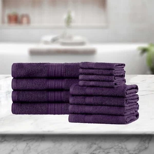 12 Piece Solid Eco-Friendly Modern Absorbent Ring Spun Hand Bath Face Towel Set - Picture 1 of 70
