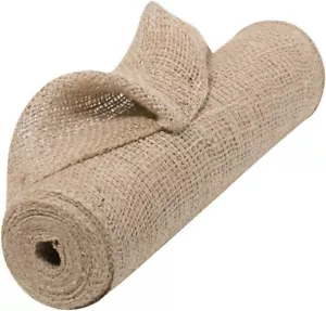 Natural Jute Fabric Burlap Ribbon - 12" x 10 Yards, Loose Weave, Christmas - Picture 1 of 2