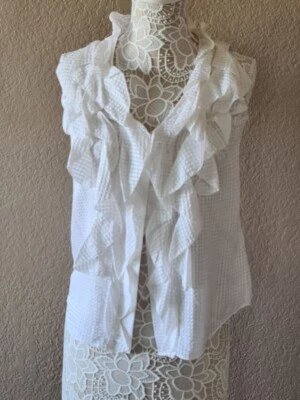 Blusa sin mangas Kate Spade New York para mujer con frente de seda talla 2 blanca nueva con etiquetas Foto 1 de 4