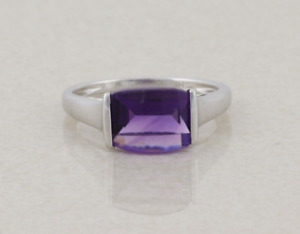 14k White Gold Natural Amethyst Ring Size 7 1/4
