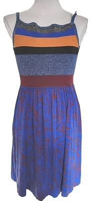 Vestido Missoni Azul Brillo Marrón con Tirantes Spagetti Hasta la Rodilla Talla 6 Defecto Foto 1 de 4