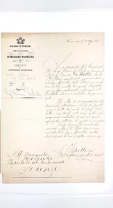 1867 – Reino De Italia – Ministerio De Educación Pública – Carta Oficial - Imagen 1 de 6