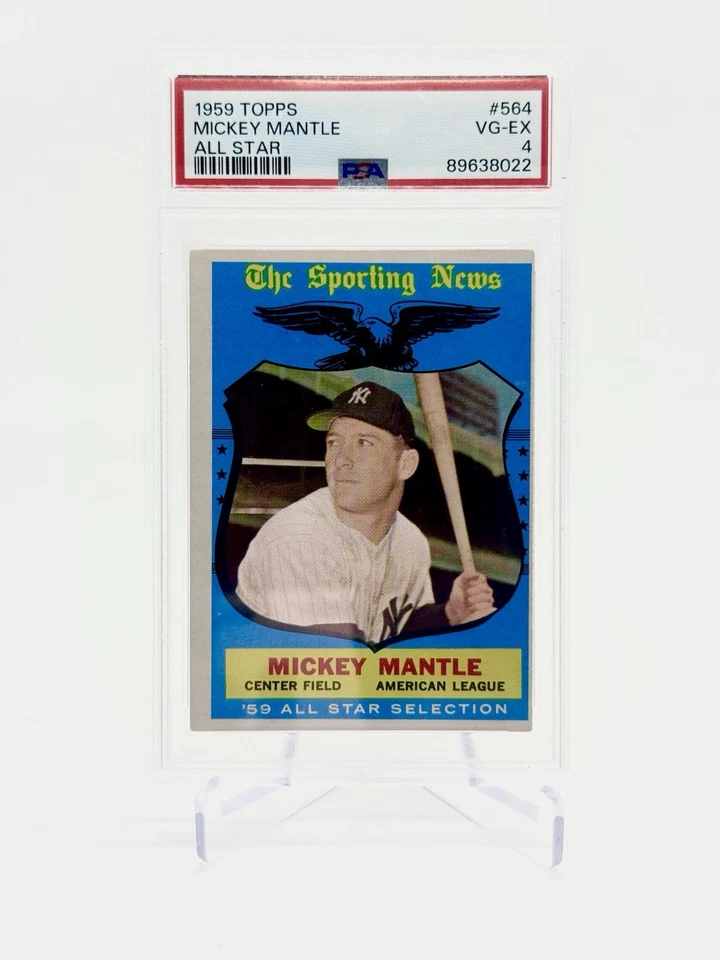 1959 Topps #564 Mickey Mantle All-Star Yankees Salón de la fama PSA 4 - En muy buen estado/excelente Foto 1 de 2