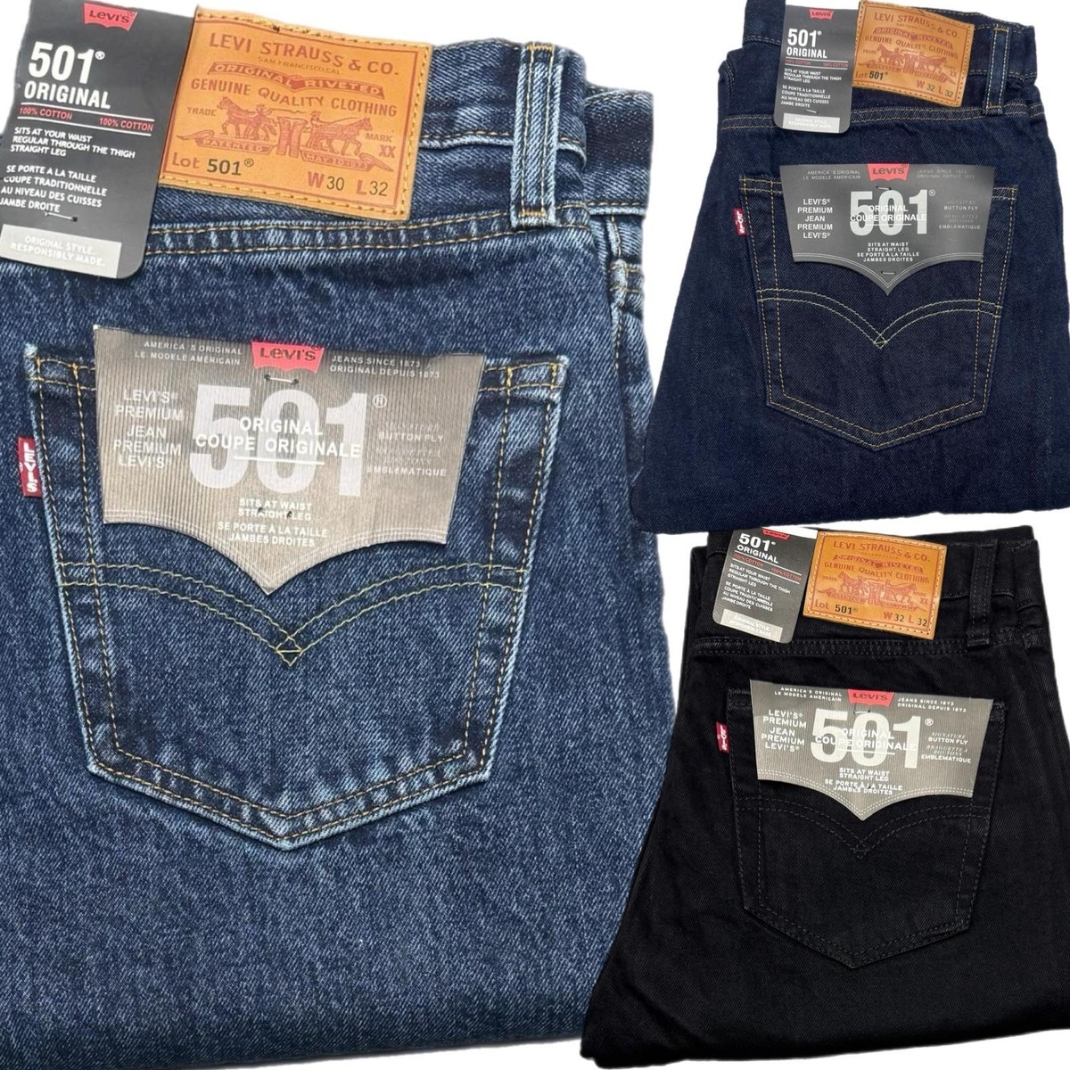 LEVI'S 501（W34 L32） Levi's 501 Original size W34 L32 Men's Blue Straight Leg