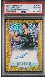 2023 PANINI PRIZM DECA SIGNATURES DSWIL JALEN WILSON GOLD SHIMMER FOTL. PSA 10 - Picture 1 of 2