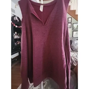 Anthropologie Lazy Sundays langärmliges schulterfreies lila Shirt neu A108 Large - Bild 1 von 7