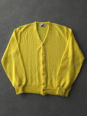 Cárdigan Suéter Amarillo M Tejido Lana Virgen Vintage Años 60 Young Breed By Revere Foto 1 de 4