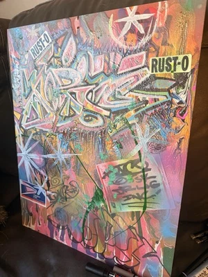 graffiti art original canvas WILDSTYLE Abstract Drip Framed - Image 1 of 4
