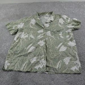 Camisa Erika Hawaiana Mujer Grande Verde Blanca Floral Abotonada Tropical - Imagen 1 de 14