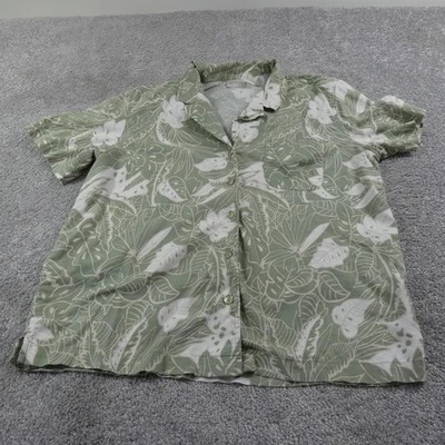 Camisa Erika Hawaiana Mujer Grande Verde Blanca Floral Abotonada Tropical Foto 1 de 4