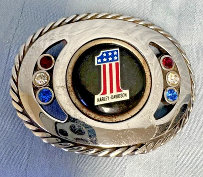 Hebilla de cinturón arte soldador artesanal diseño Harley Davidson único hecho a mano vintage Foto 1 de 4