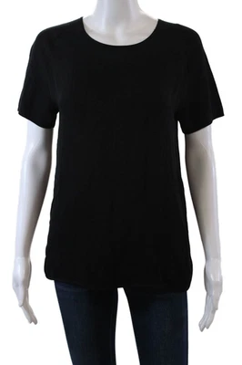 Top Theory Mujer Lana Cuello Redondo Manga Corta Panel Seda Negro Sólido Talla S Foto 1 de 4