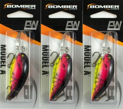 (LOTE DE 3) BOMBER MODELO A CRANKBAIT 3/8OZ B06ARCR ROJO CRAWDAD BM2116 Foto 1 de 2