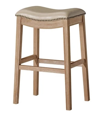 "Taburete de bar Maven Lane Adrien Saddle en acabado de madera natural 26""" Foto 1 de 2